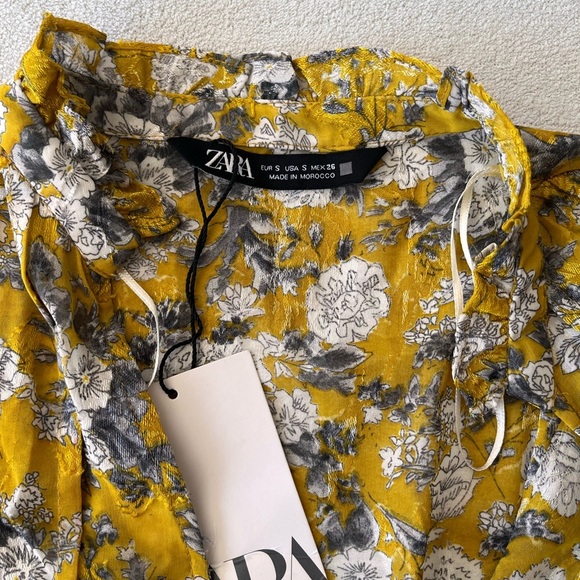 NWT ZARA Floral Print Chiffon Boho Midi Dress S - Picture 8 of 14